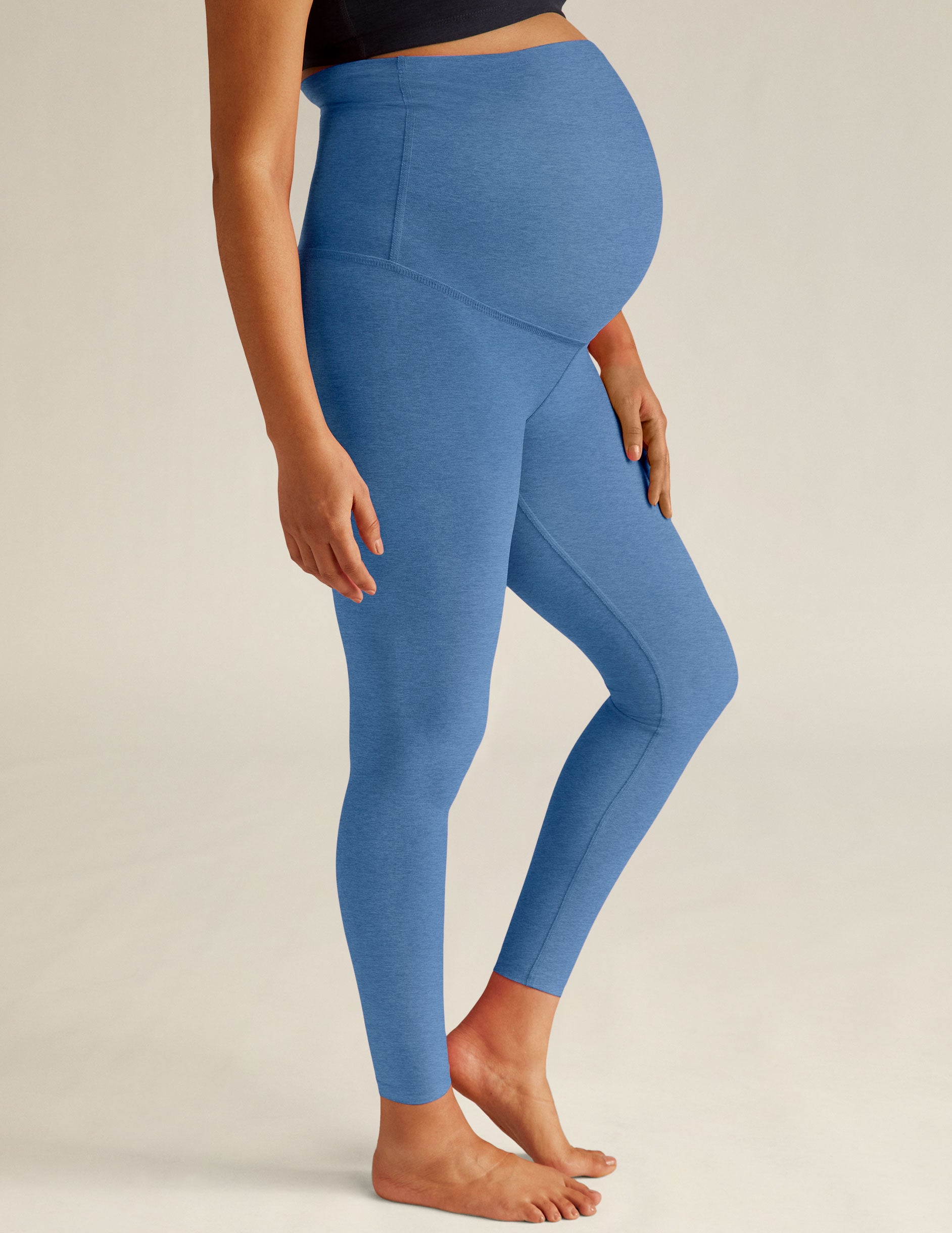 blue midi spacedye maternity leggings.  