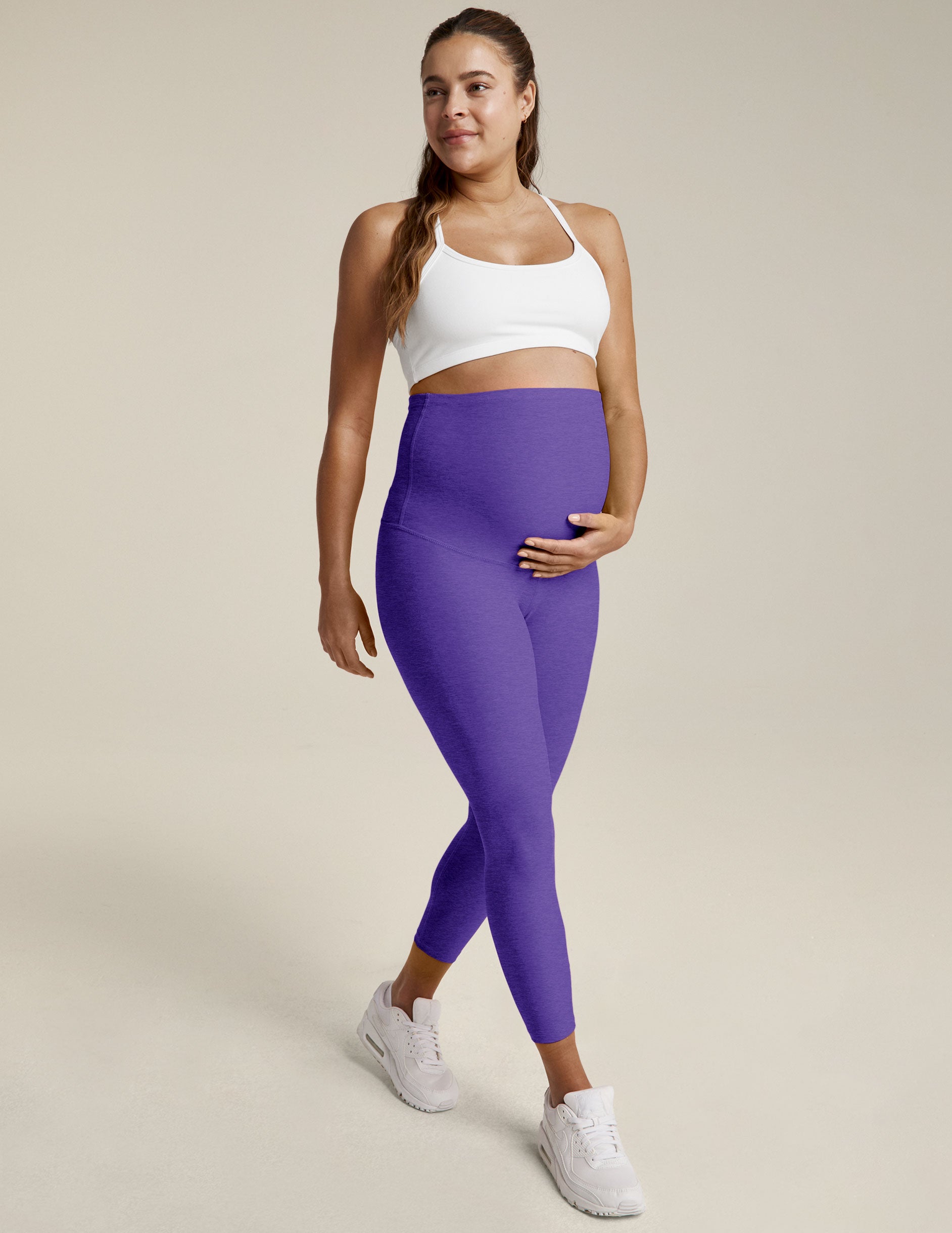 purple maternity midi legging