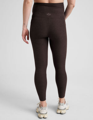 brown maternity midi length leggings with pockets. 