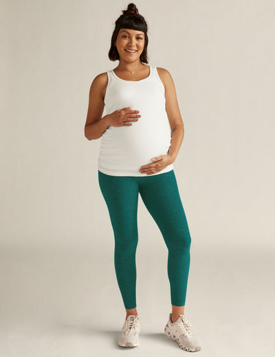 green pocket midi leggings