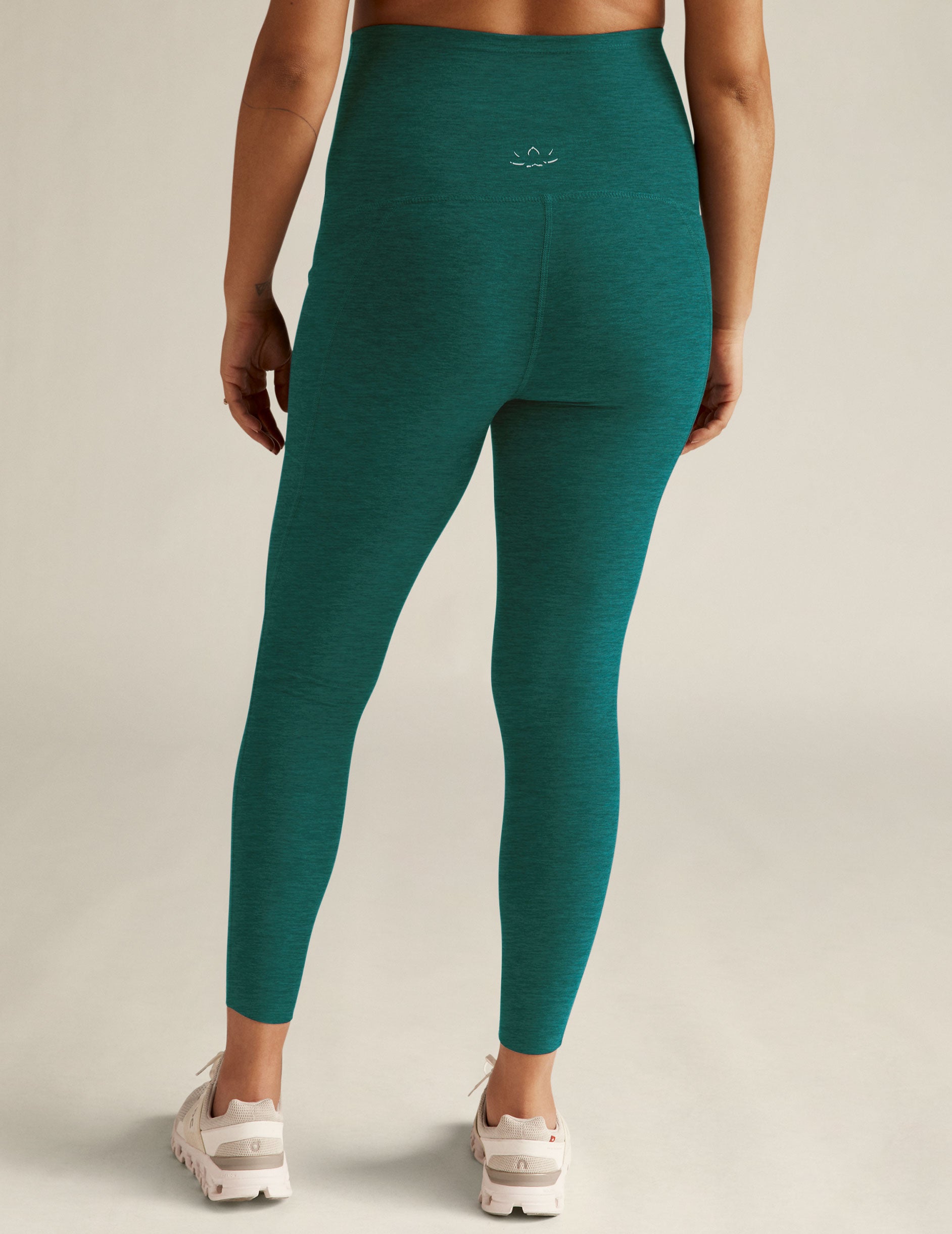 green pocket midi leggings