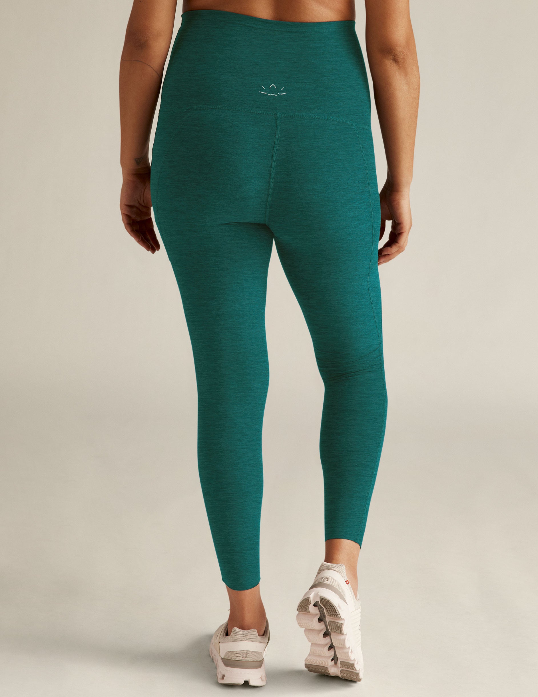 green pocket midi leggings