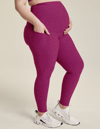 purple maternity midi leggings with pockets