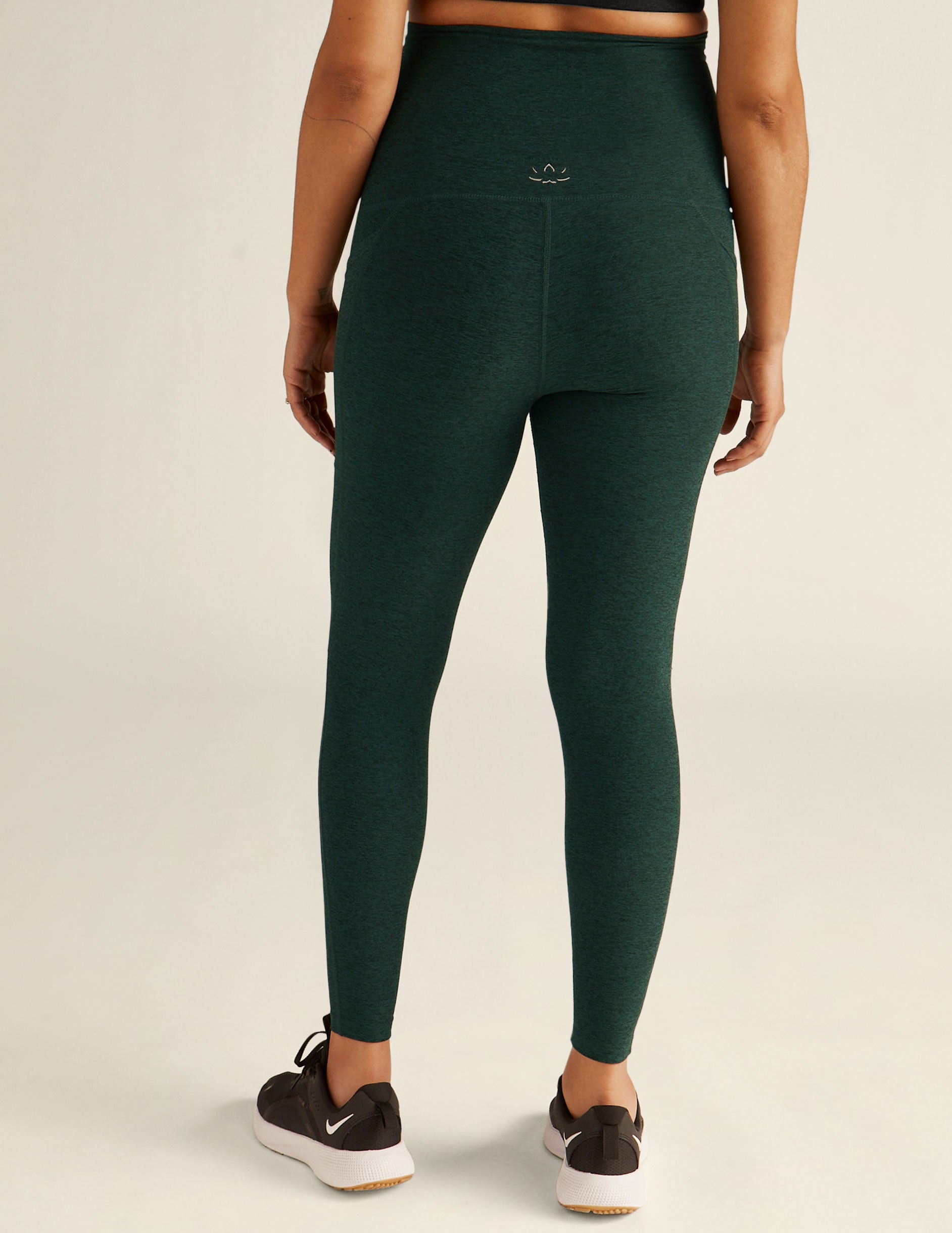 green midi maternity leggings with pockets. 