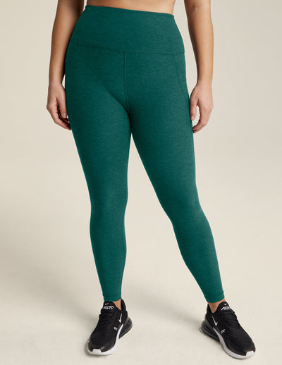 green midi pocket leggings