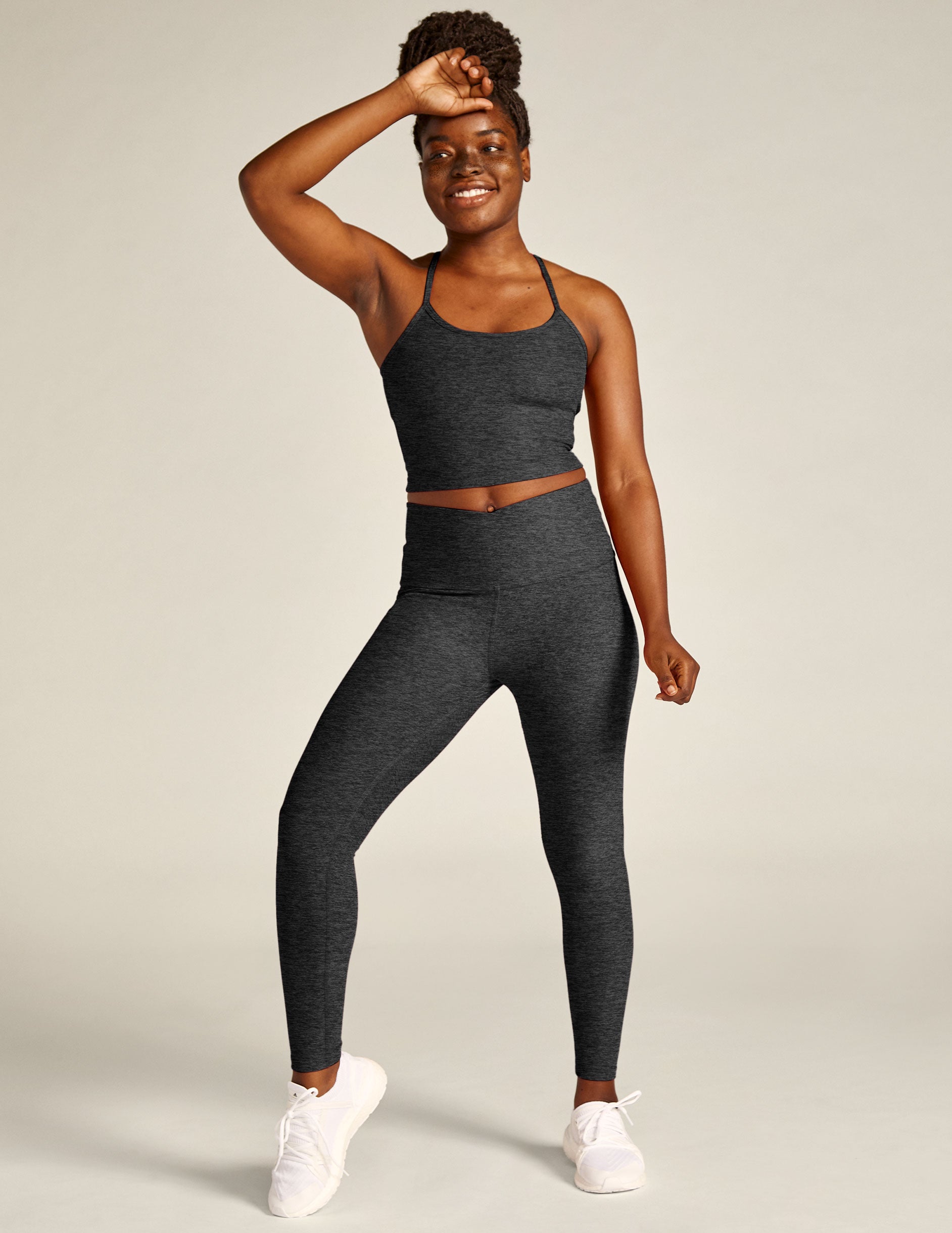 Charcoal Rib High Waisted Leggings, Two Piece Sets