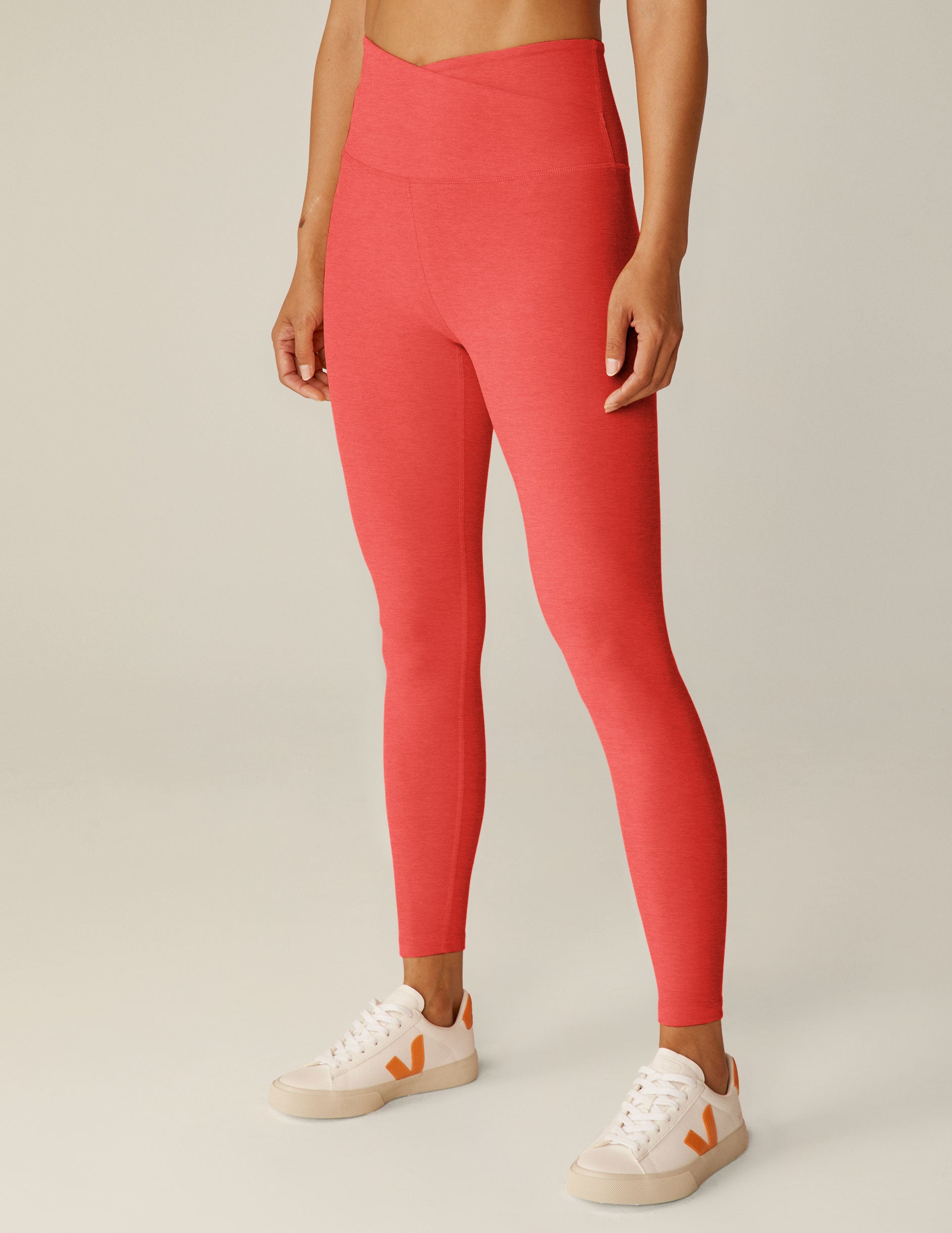 pink criss cross front midi legging