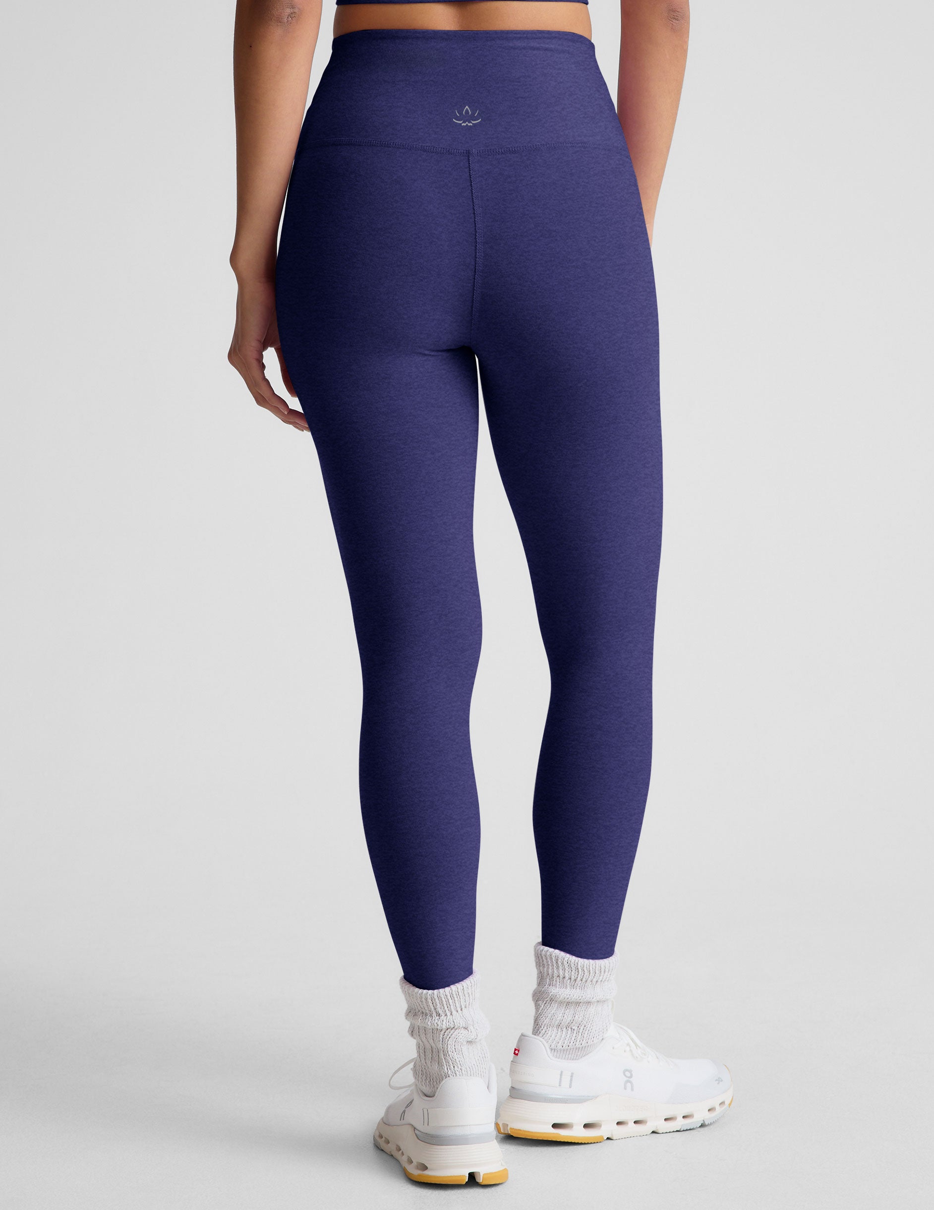 blue front cross detail midi legging