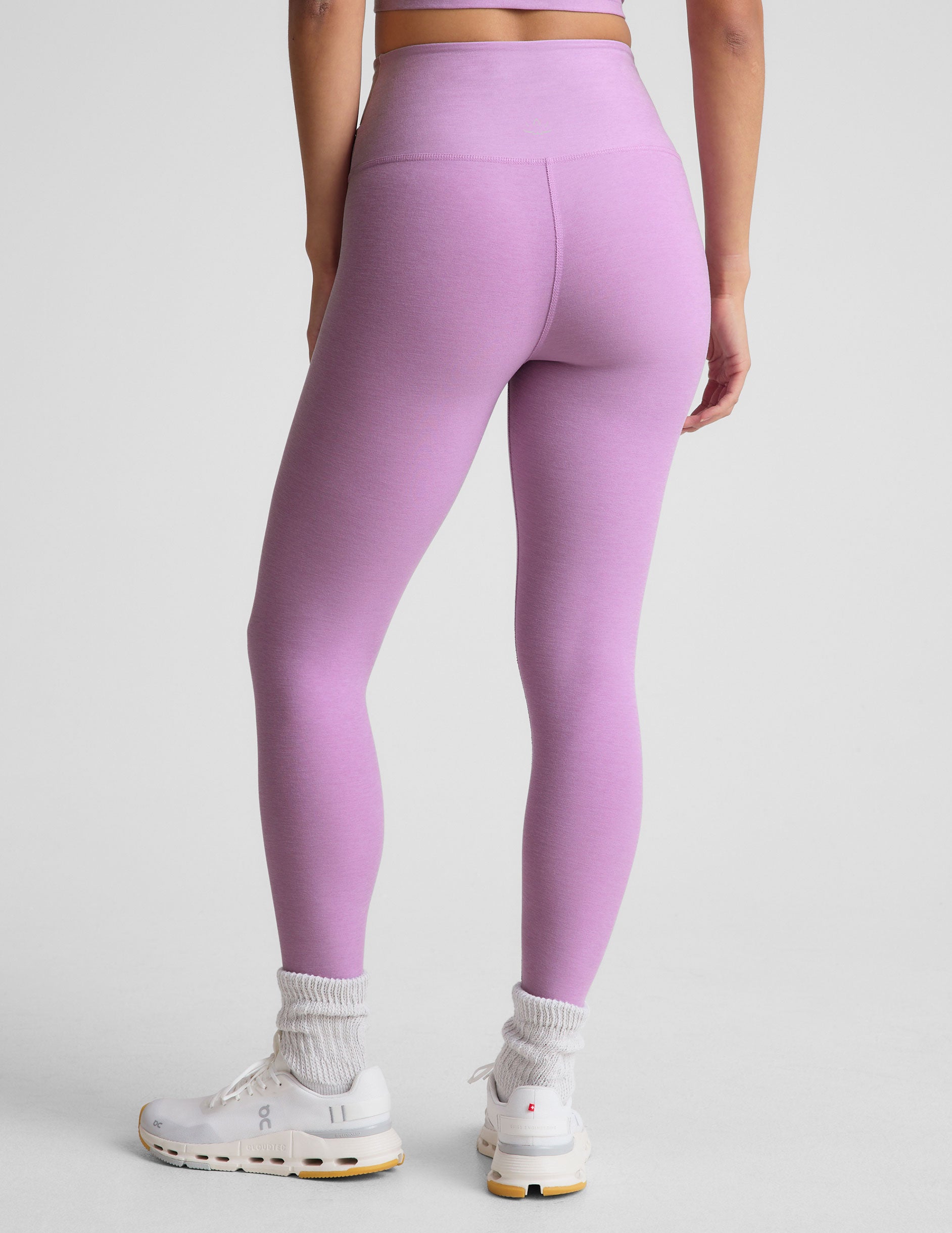 purple cross front midi leggings