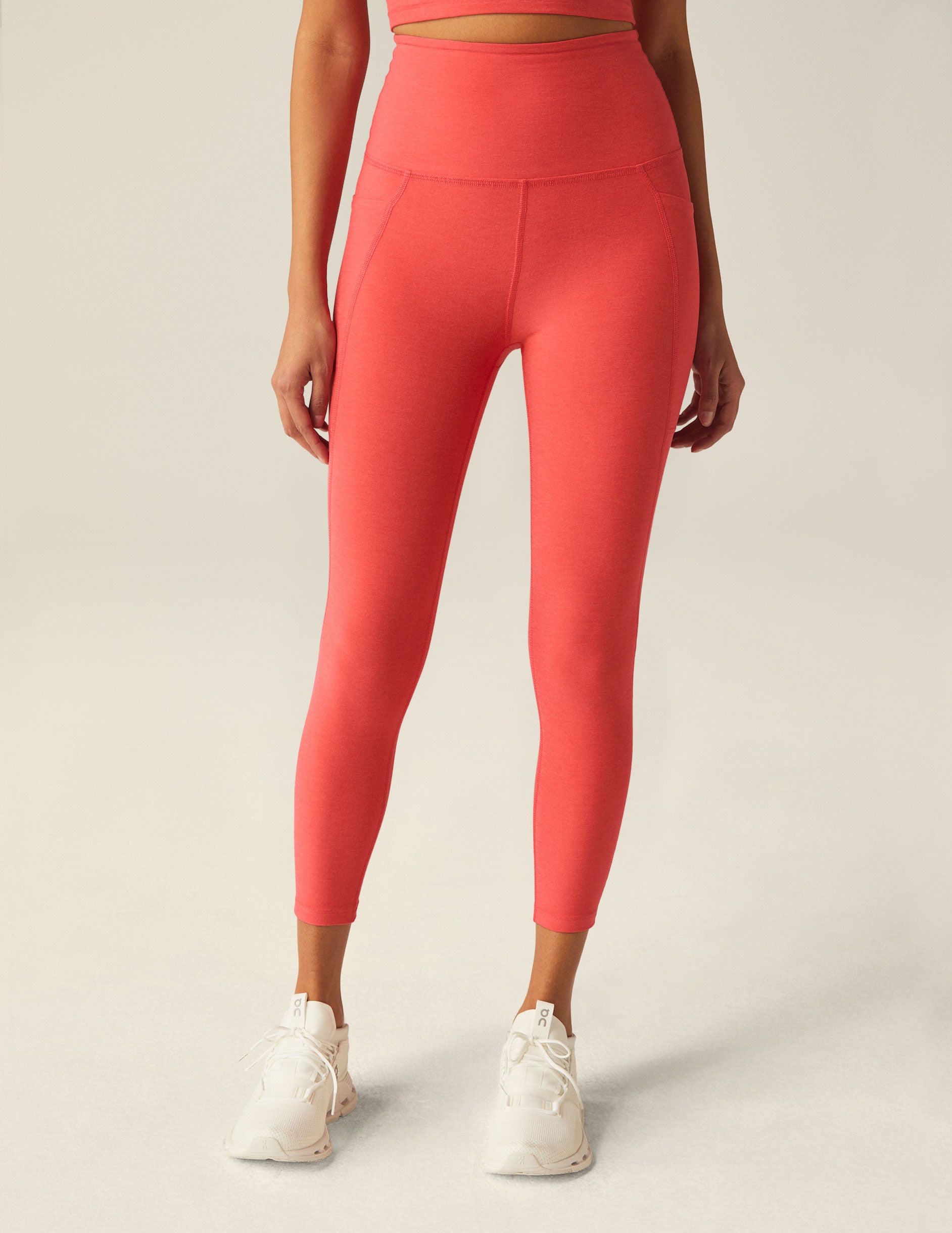 pink midi legging with side pockets