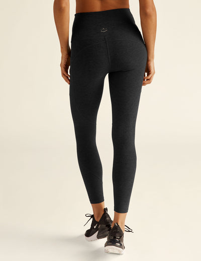 Women's Black High Waist Full Length Leggings w/Side Pockets by