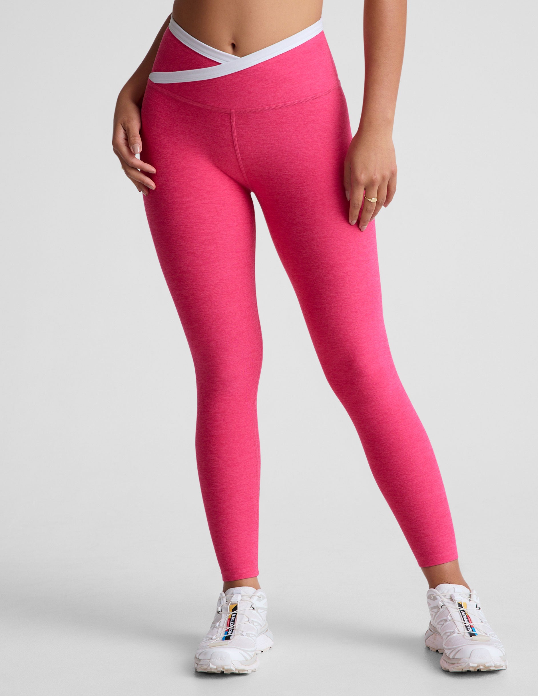 pink cross front outline midi legging