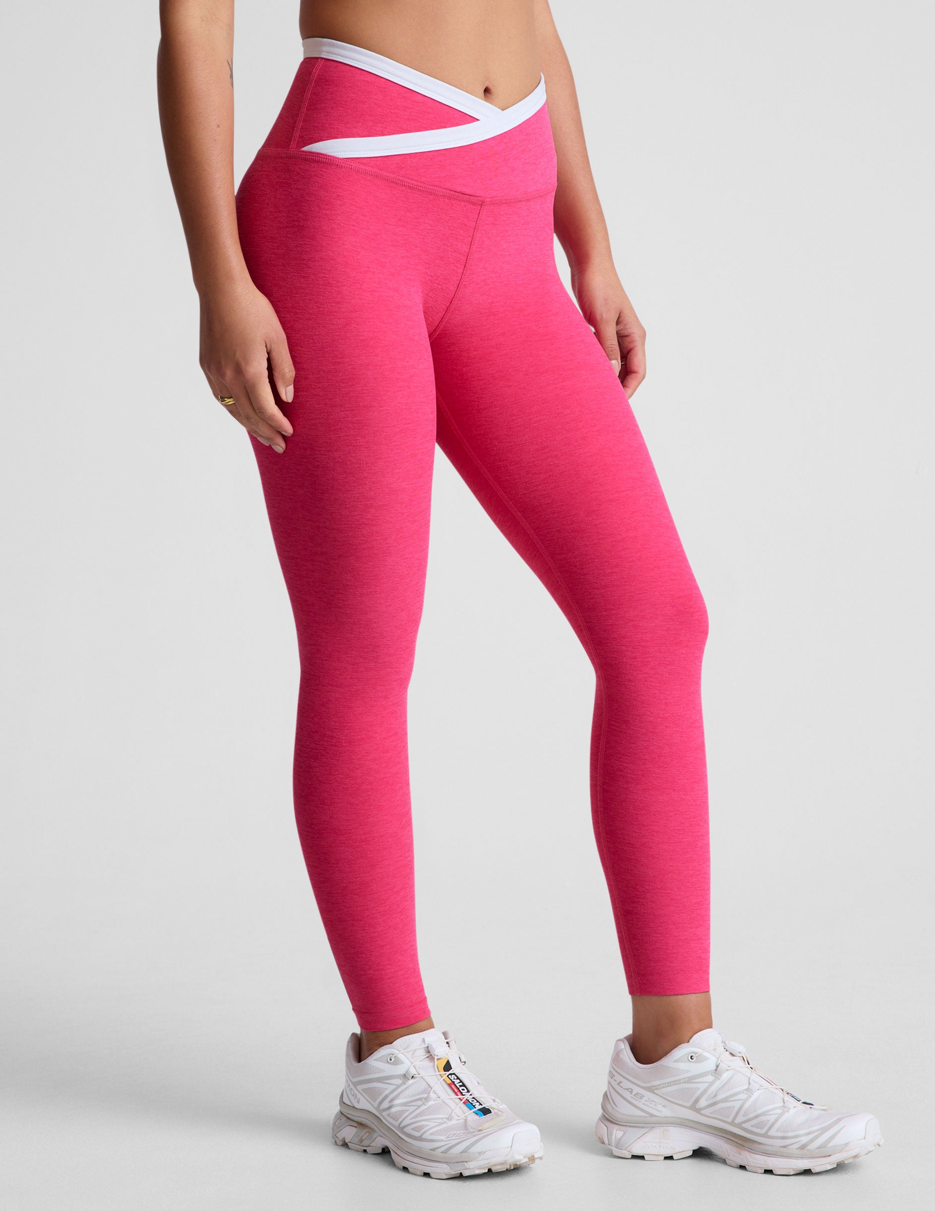 pink cross front outline midi legging