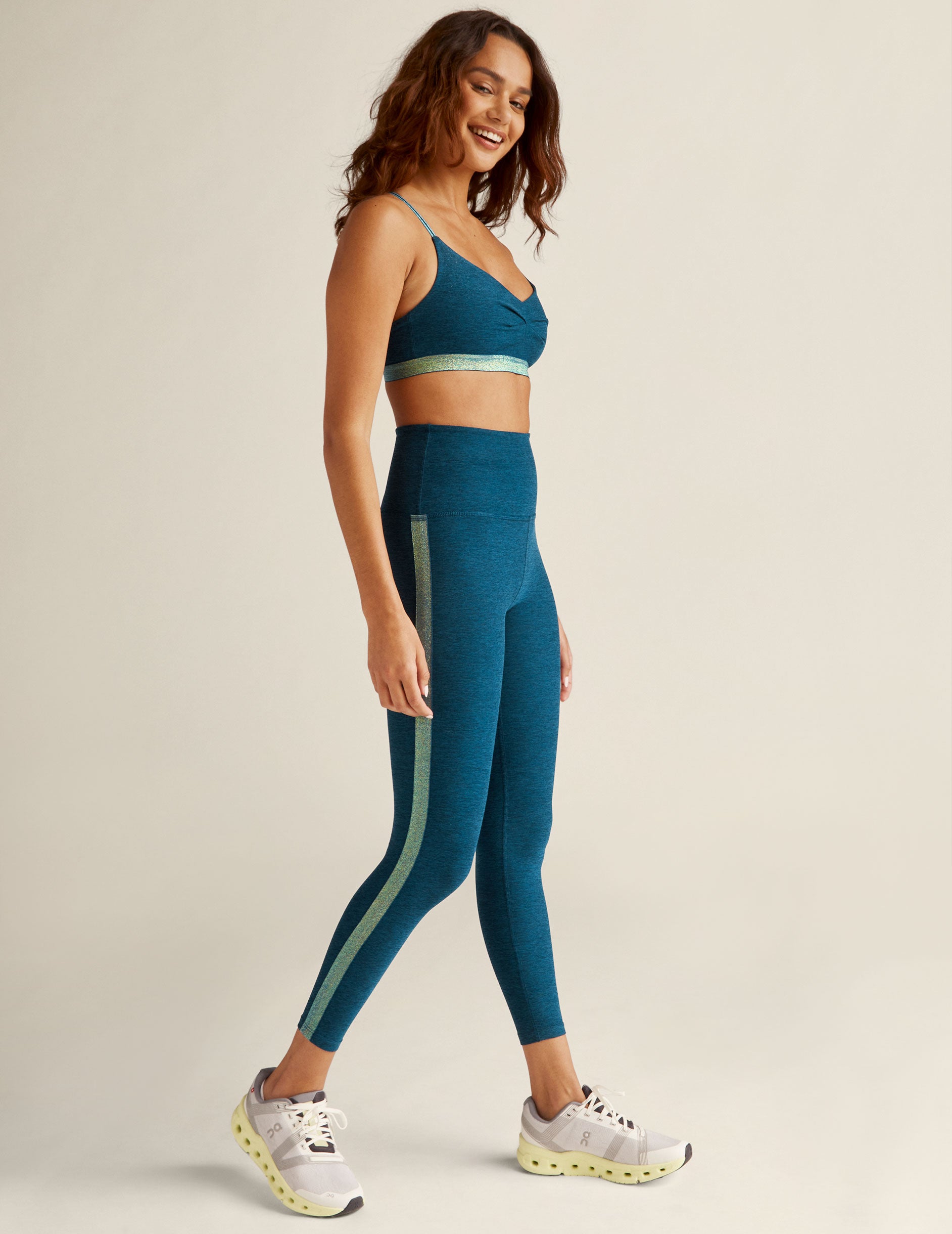 beyond yoga lindsey printed color block legging