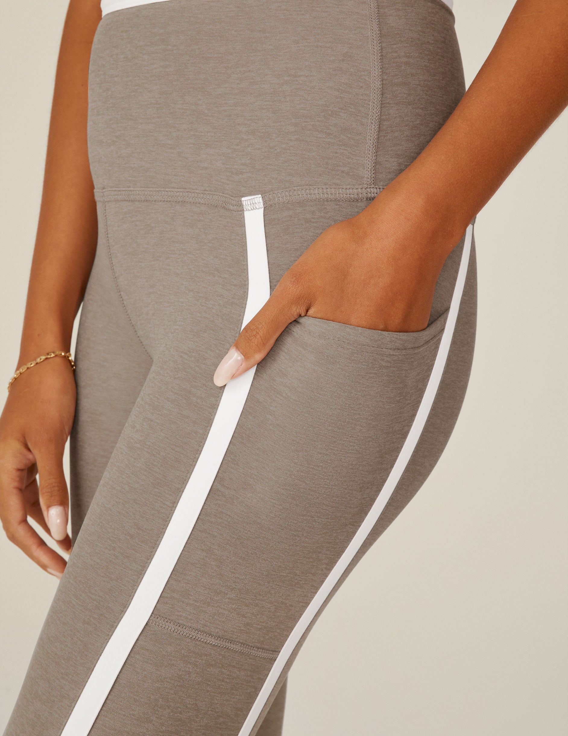 Beyond Yoga Spacedye New Moves High Waisted Midi Legging in Taupe