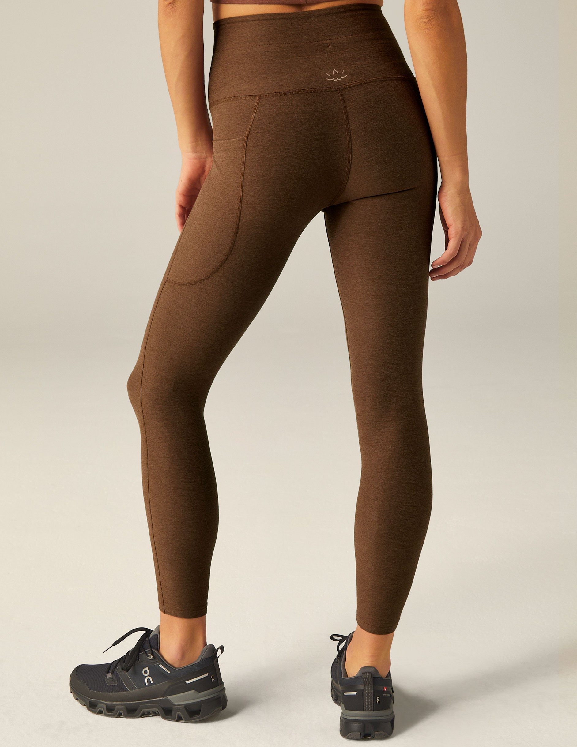 brown midi jogger legging with drawstring at waist and pocket at sides