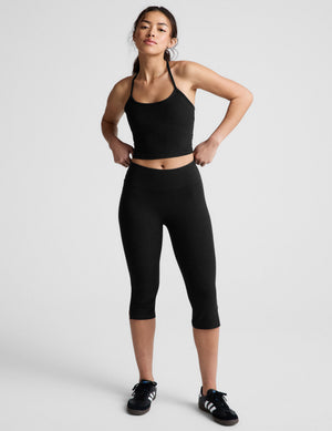 pedal pusher schwarz Beyond Yoga Womens Spacedye Cropped Flare Capri (Darkest Night, XXS)