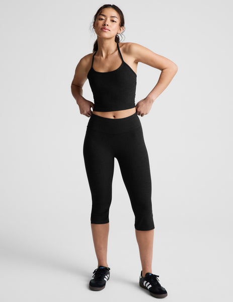 【新品未使用】Beyond Yoga ブラックレギンス　Sサイズ　#敏感肌 Mid-Rise Slit Pedal Pusher Spacedye Legging - Black | Beyond Yoga