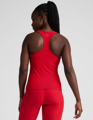 red scoop neck racerback tank top. 