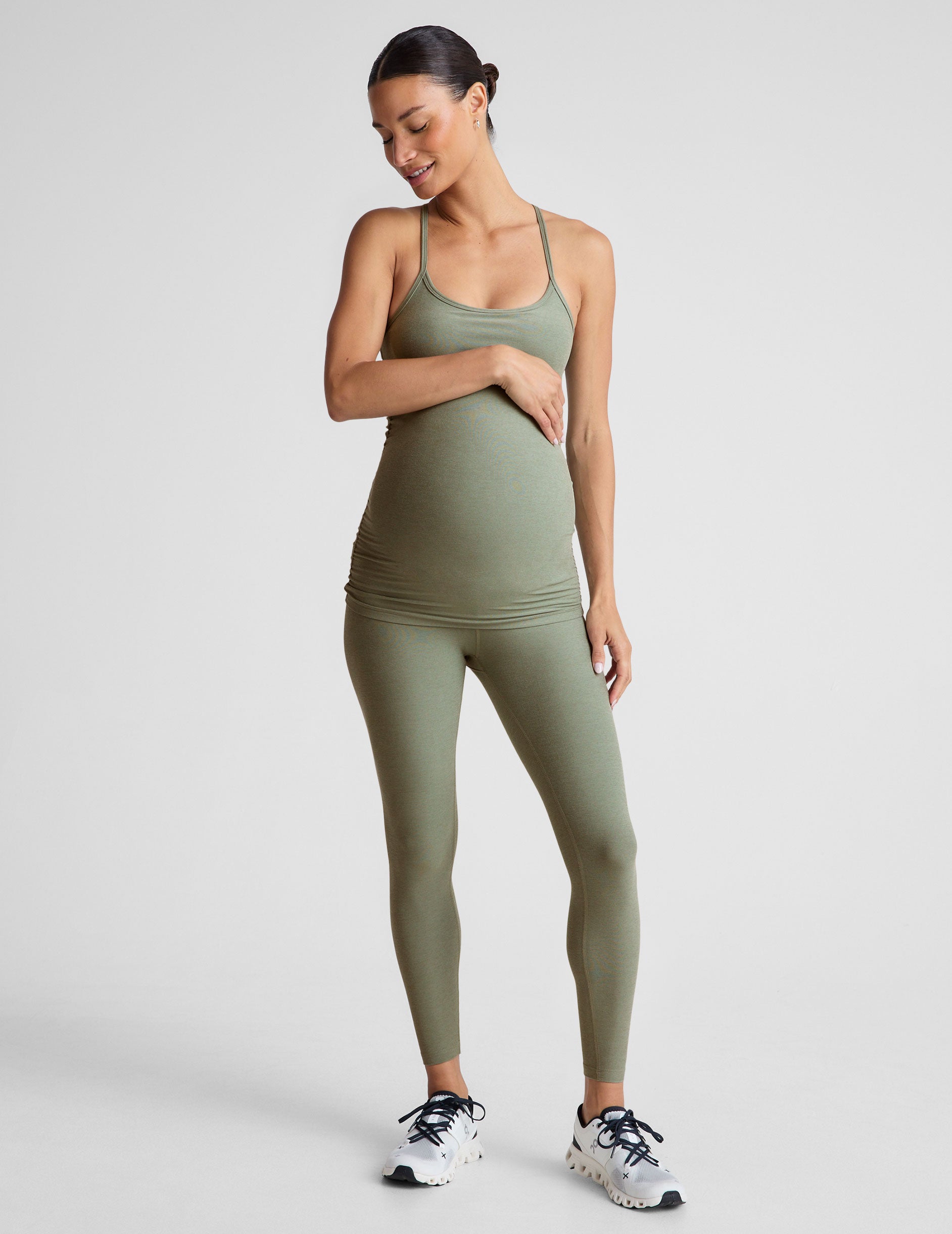 green slim strapped racerback maternity tank top. 