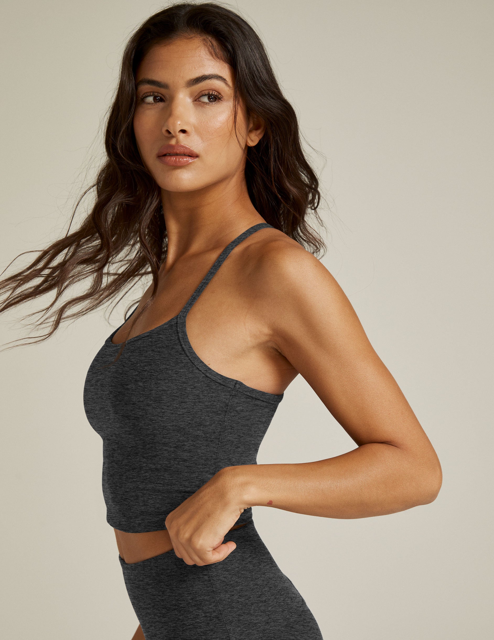 Cropped Racerback Tank In Ribbed Cotton Jersey