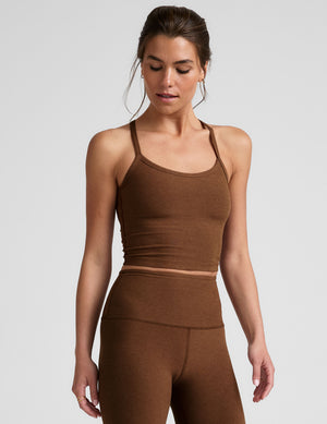 brown slim racerback cropped tank top. 