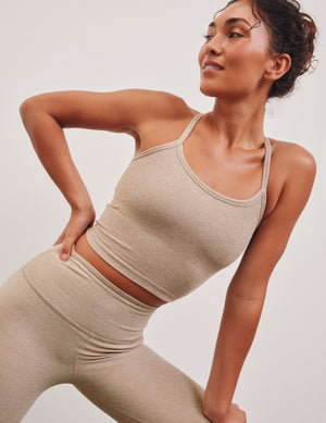 brown slim racerback cropped tank top. 