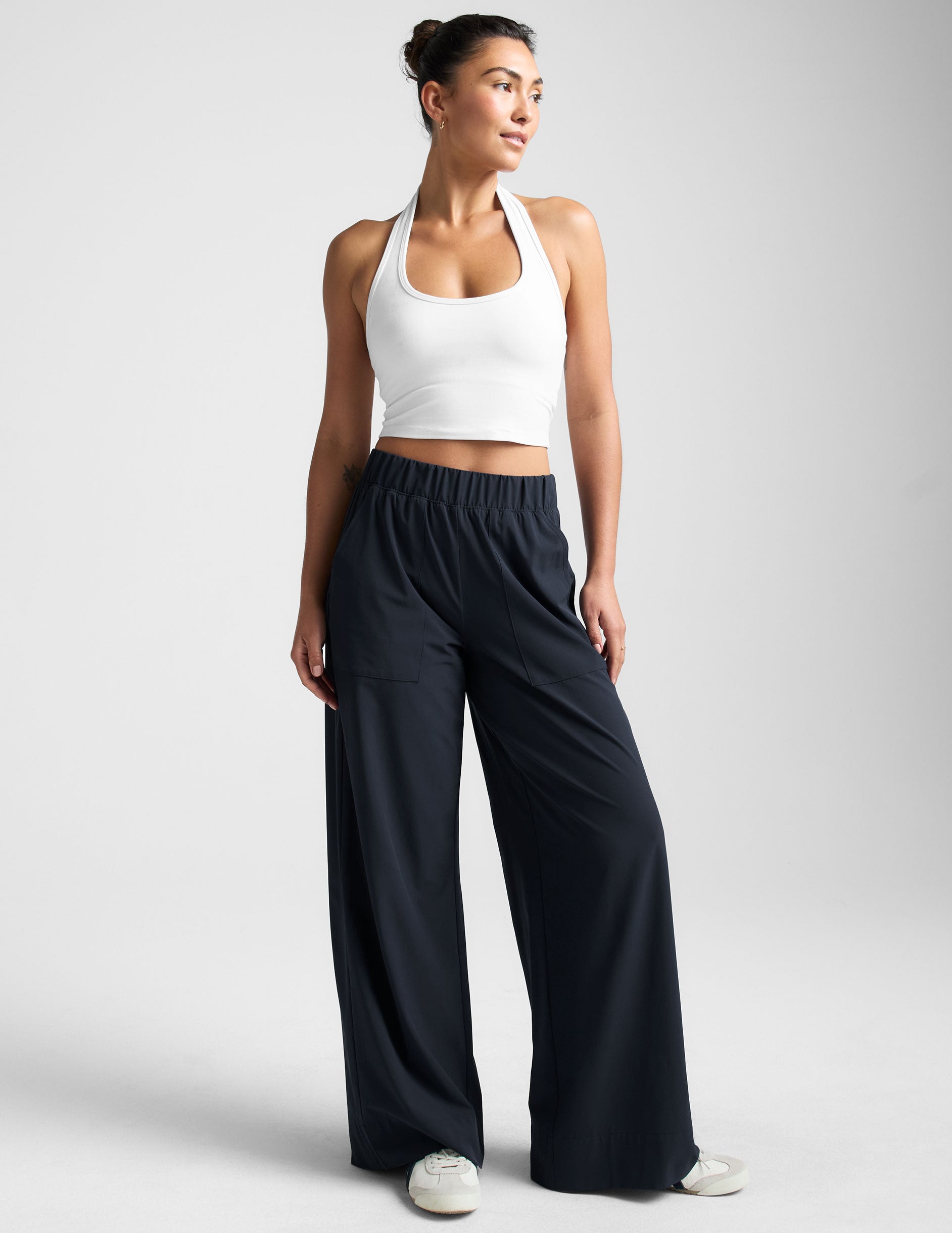 white halter crop top