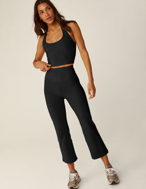 black halter neck cropped spacedye tank top. 