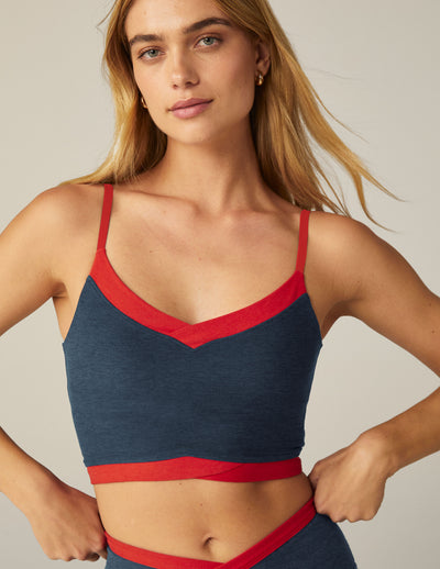 blue and red outline crop tank