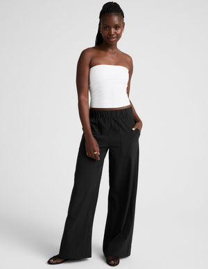 white strapless top