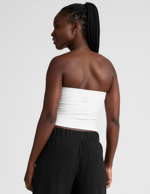 white strapless top