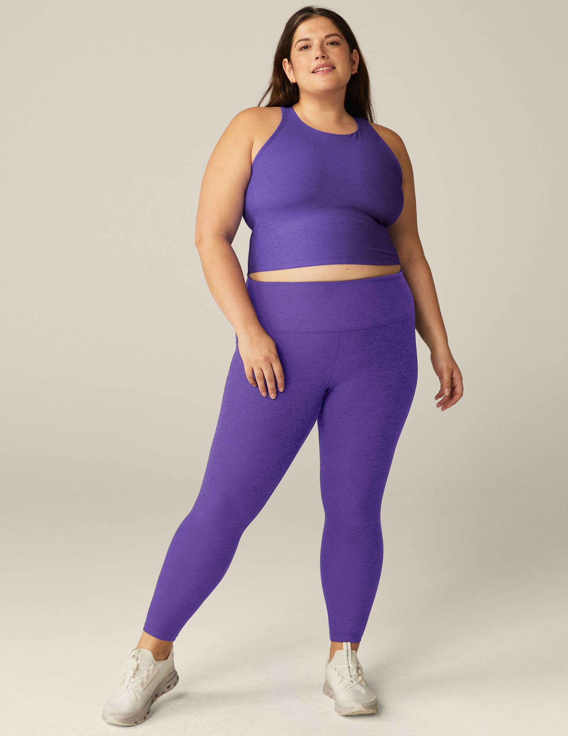  Beyond Yoga Spacedye Outlines Cropped Tank Ultra Violet  Heather/Cloud White SM : Clothing, Shoes & Jewelry