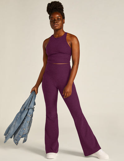 purple high-neck racerback crop tank. 