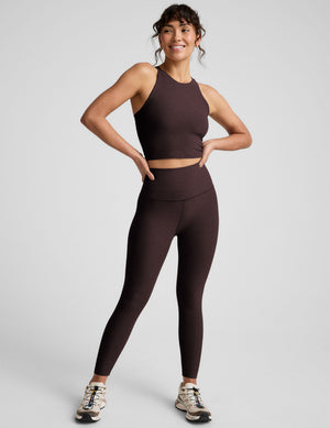brown high-neck racerback cropped tank top. 