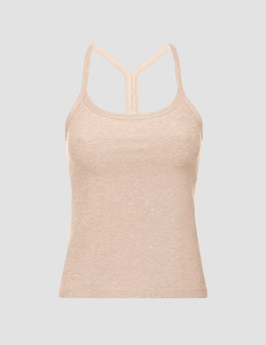 brown full length slim strapped racerback tank top. 
