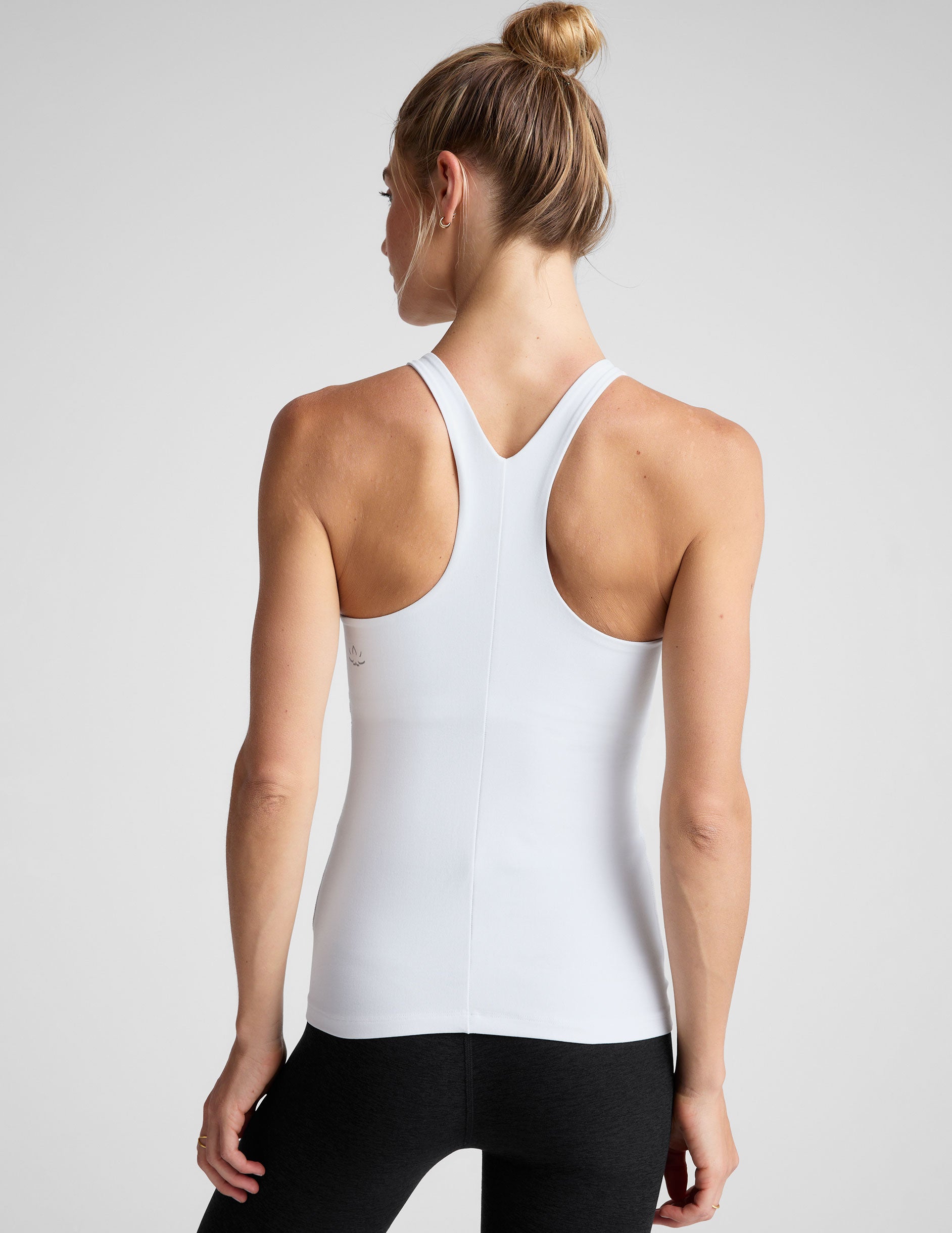 white long length high-neck tank top. 