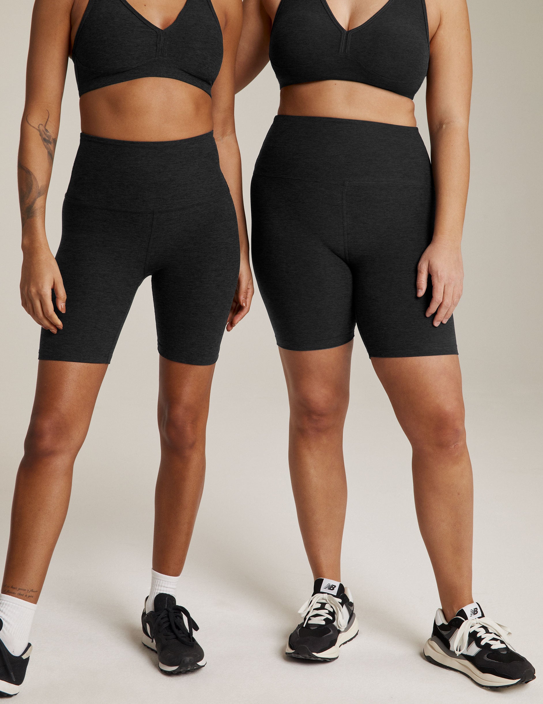Organic Cotton Bike Shorts, High Waisted Women's Black Yoga Lounge