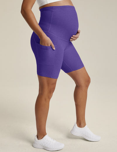 purple maternity biker short