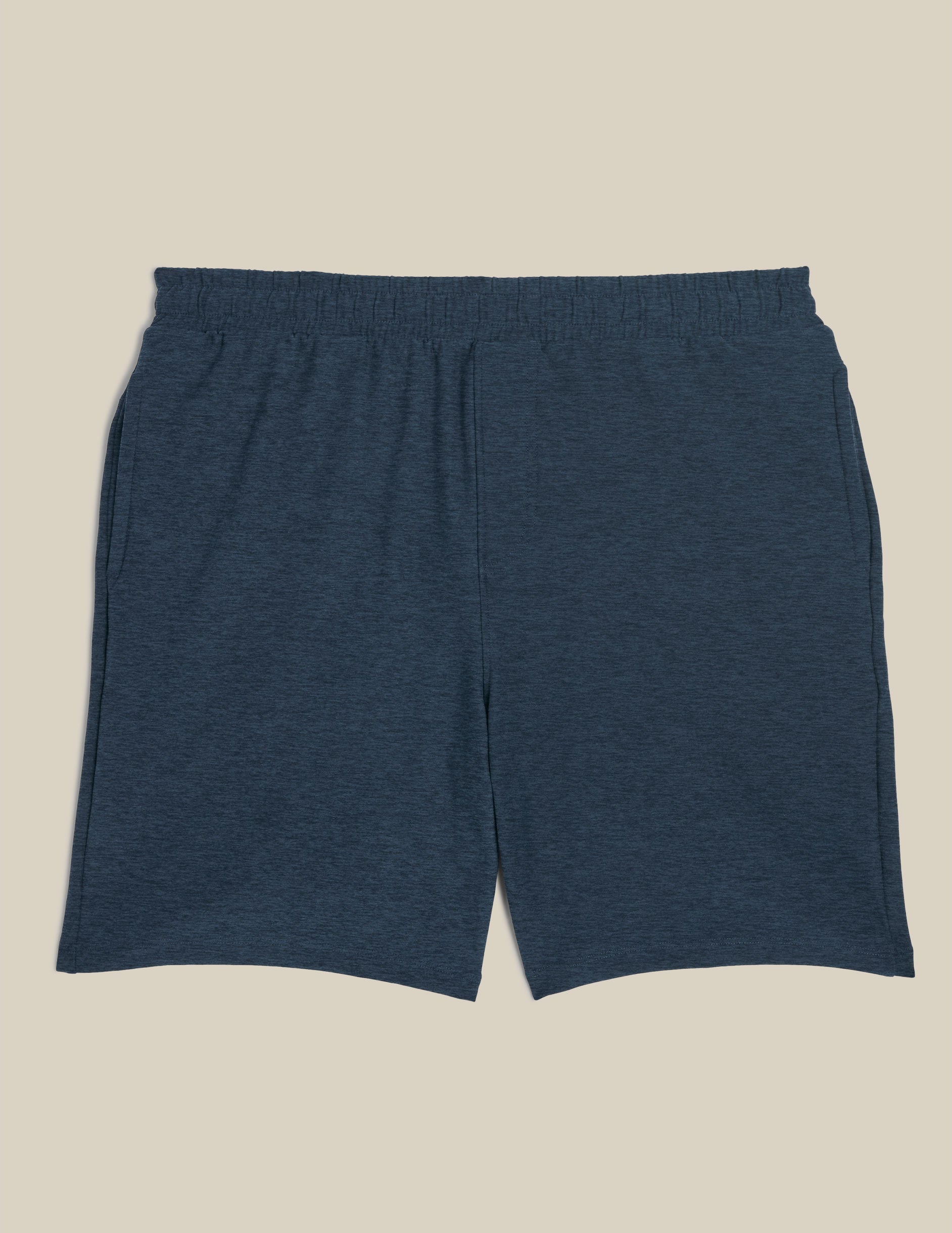 blue relaxed fit men's athleisure shorts with pockets.