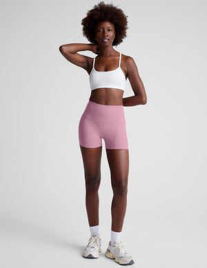 Front view of model in pink Spacedye Keep Pace 5