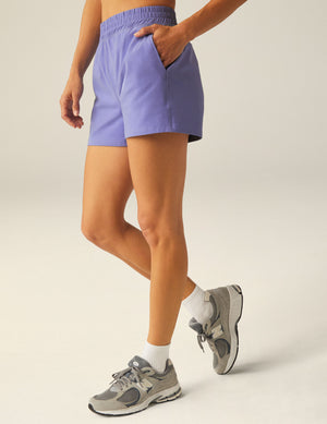 purple active short with slit pockets