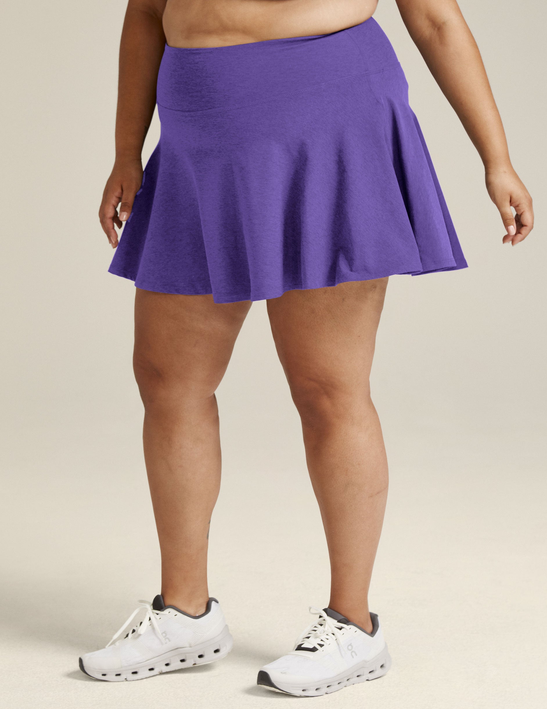purple plus size mini flare skirt