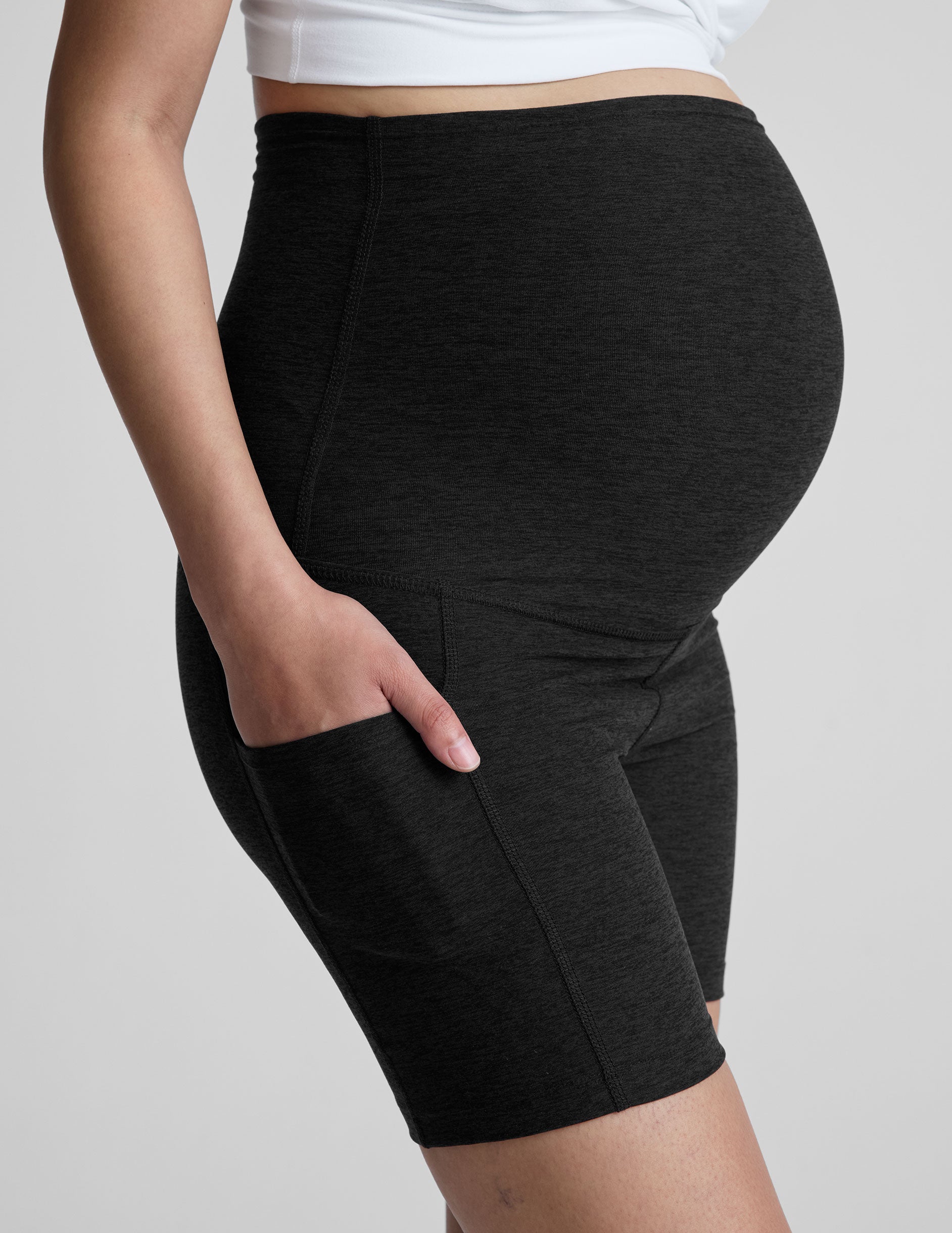 black maternity biker short with pocket at sides