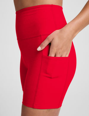 red high-waisted 5