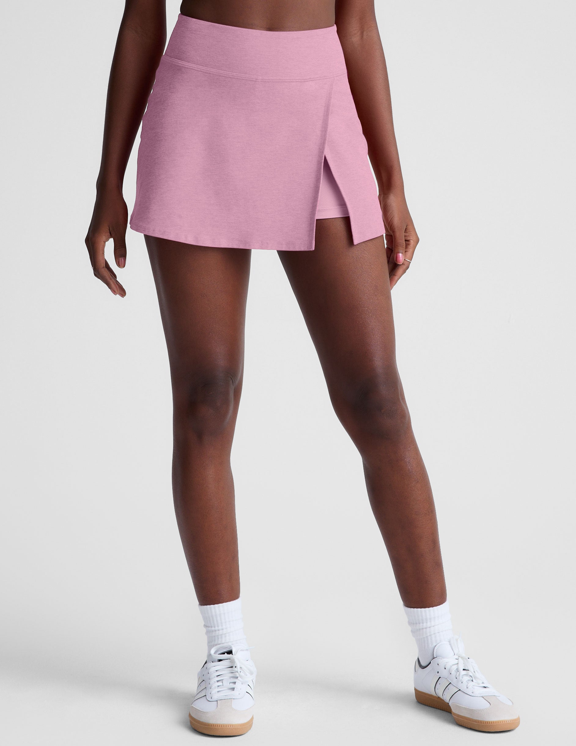 pink skort with slit at side