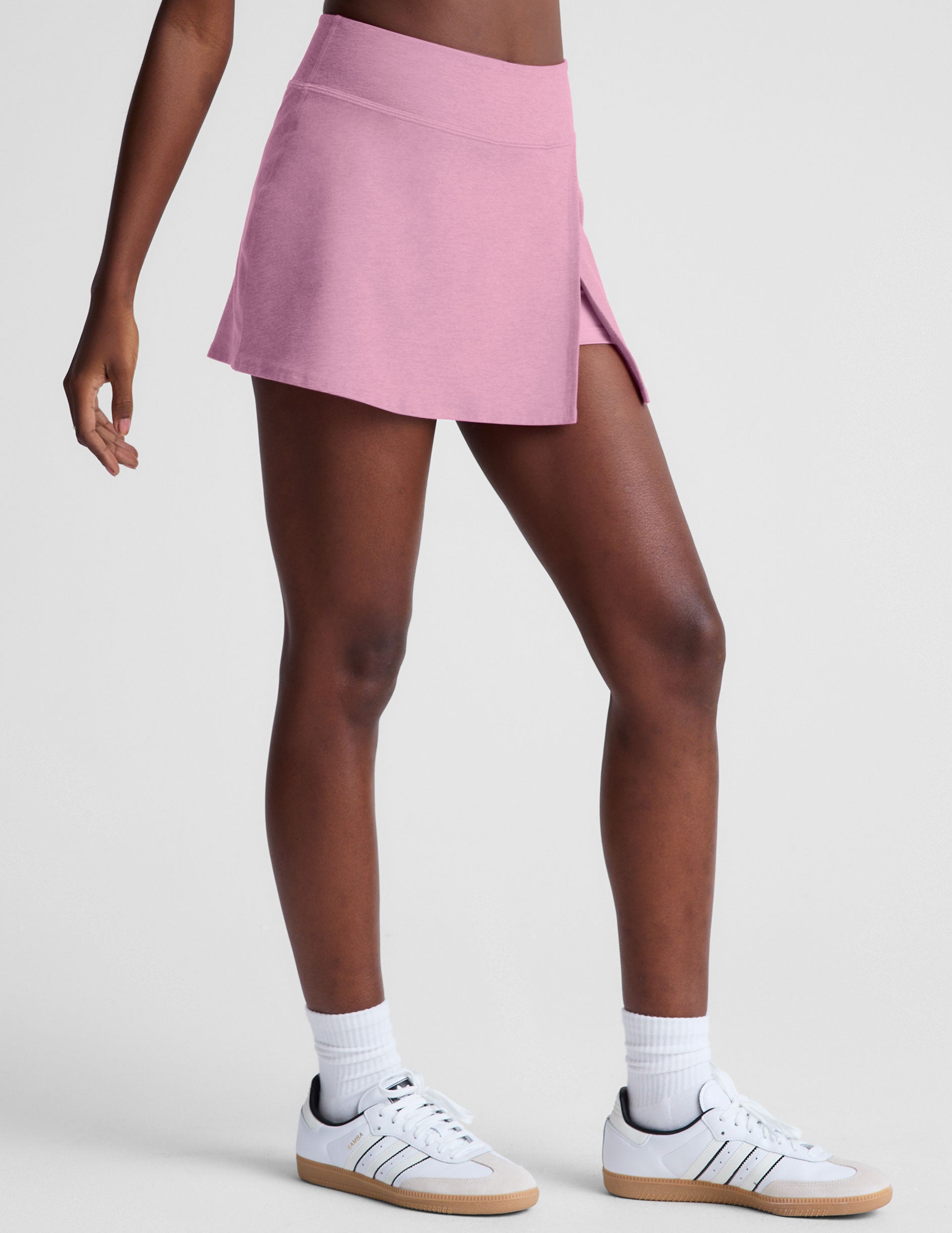 pink skort with slit at side