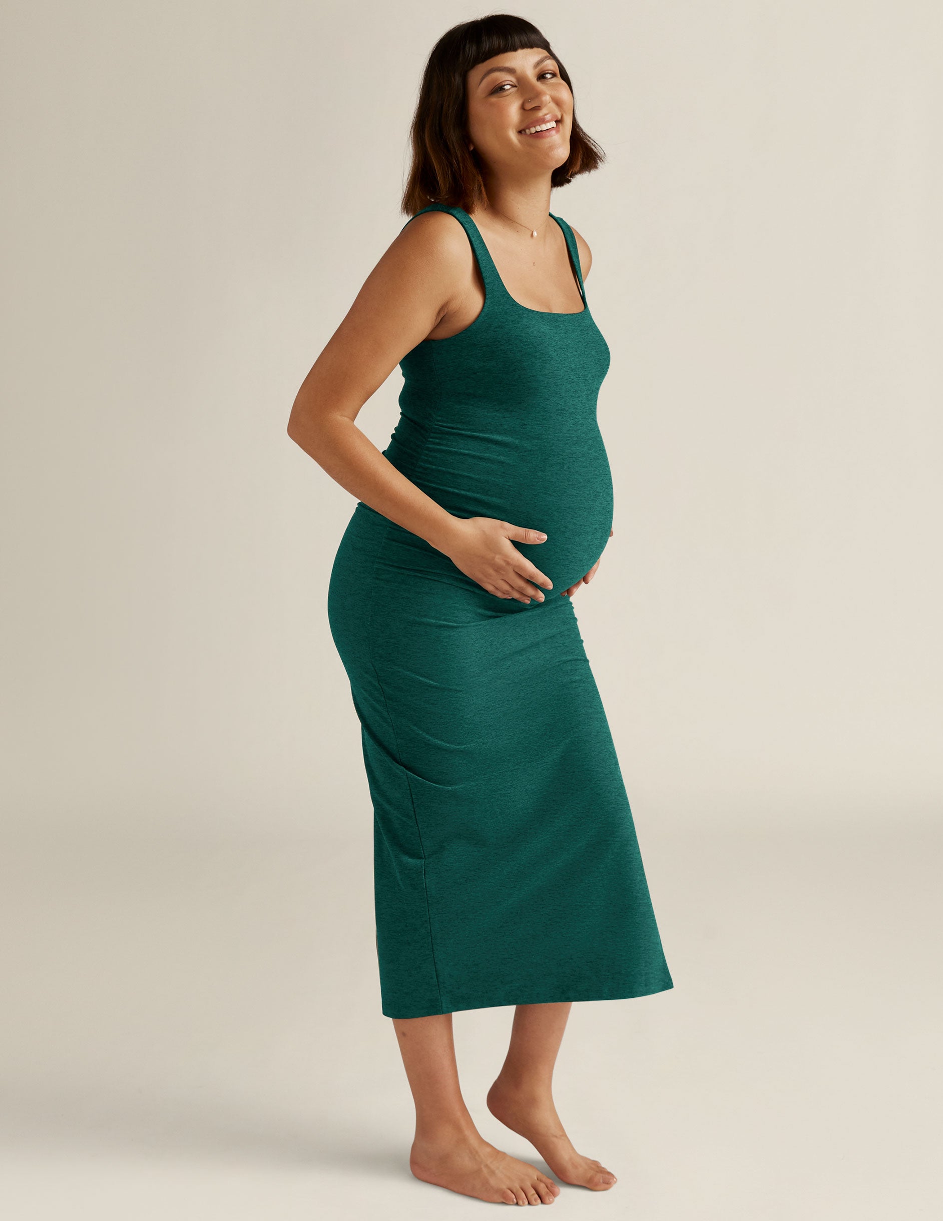 green midi maternity dress