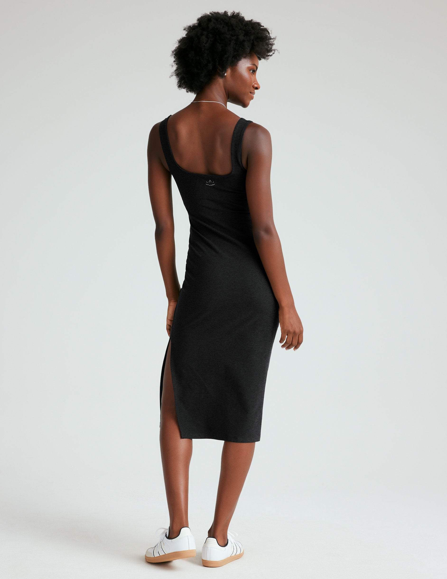 black midi sleeveless dress