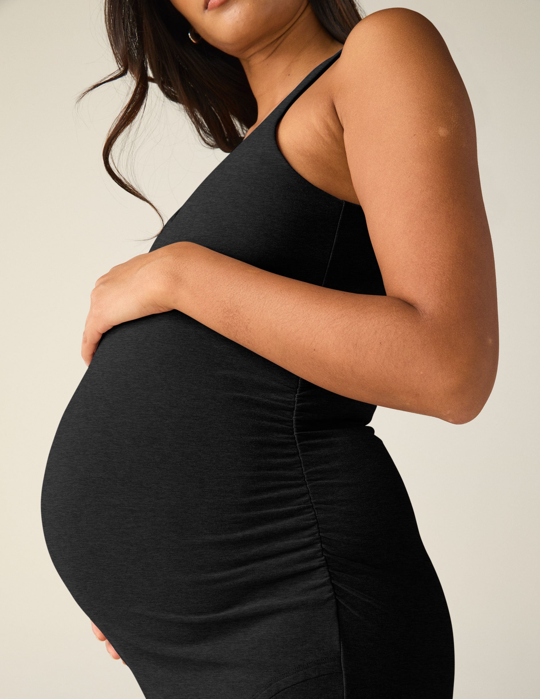 maternity black dress with slit a side